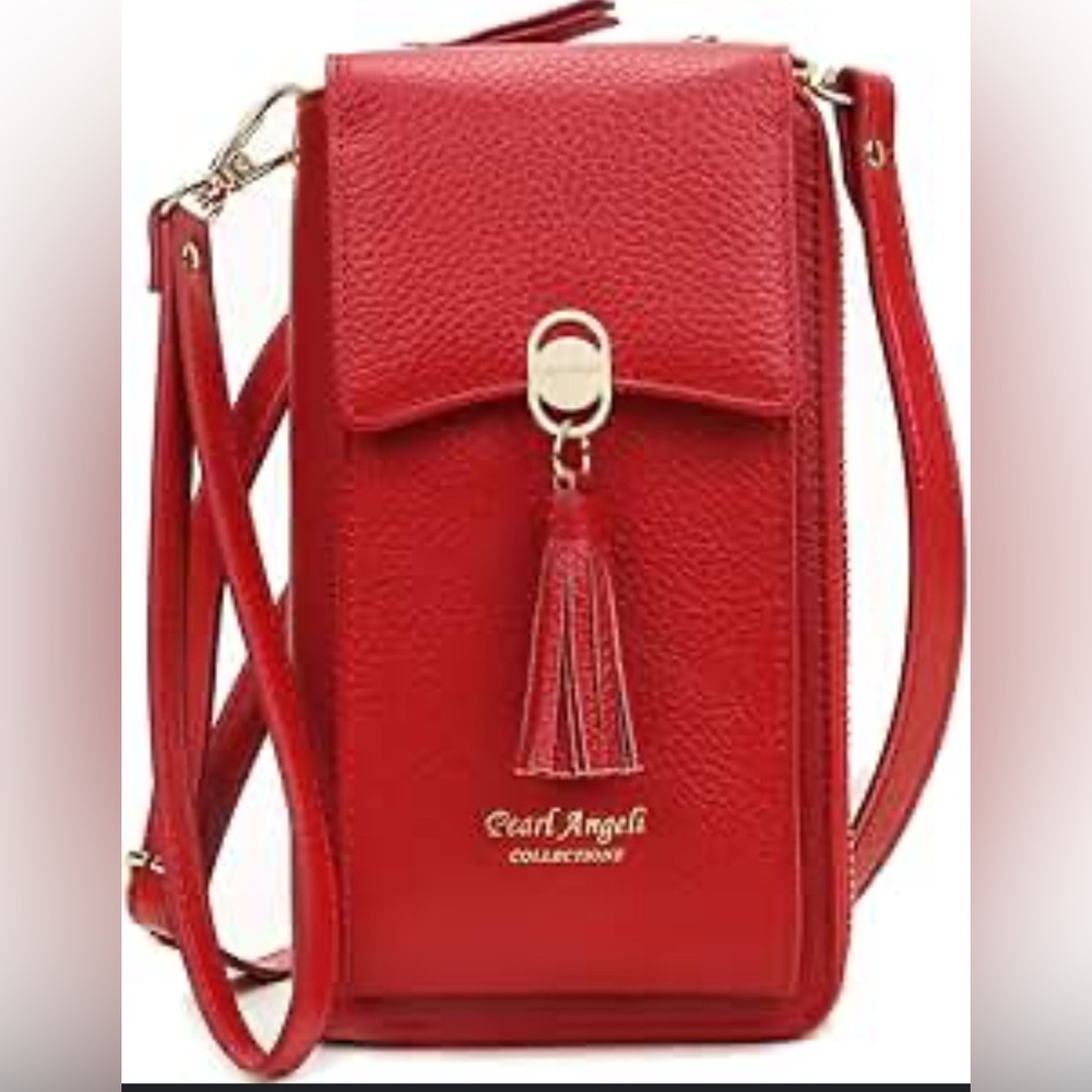 Red Leather Crossbody bag 2straps. NWT